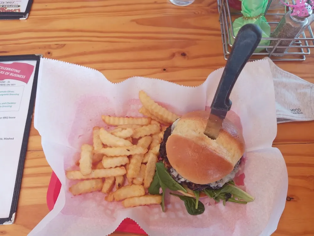 Veggie Burger and Fries with Cheese